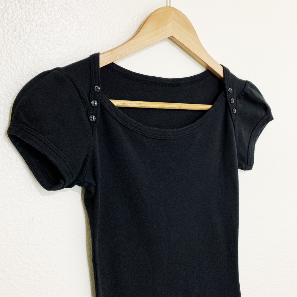 Juniors Black Top w/ Button Detail